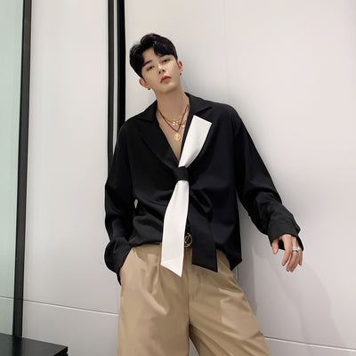Camisa Elegante Estilo Coreano con Cuello Italiano y Manga Larga - Image 7