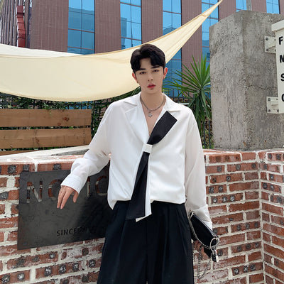 Camisa Elegante Estilo Coreano con Cuello Italiano y Manga Larga - Image 9