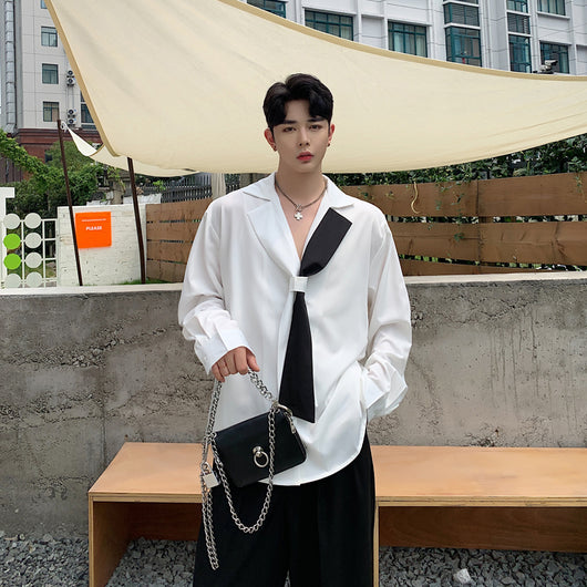Camisa Elegante Estilo Coreano con Cuello Italiano y Manga Larga - Image 11