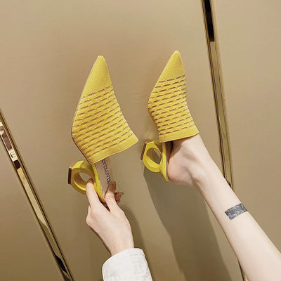 Sandalias de Tacón Grueso con Malla y Punta Afilada - Image 10