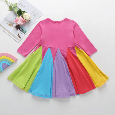 Vestido Infantil Arcoíris de Algodón con Mangas Largas - Image 18