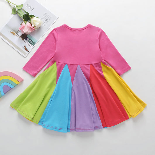 Vestido Infantil Arcoíris de Algodón con Mangas Largas - Image 18