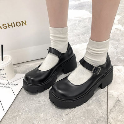 Zapatos Retro de Cuero con Tacón y Suela Gruesa - Estilo Universitario para Mujer - Image 7