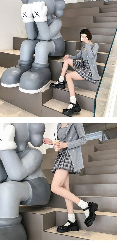 Zapatos Retro de Cuero con Tacón y Suela Gruesa - Estilo Universitario para Mujer - Image 10