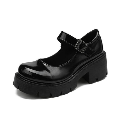 Zapatos Retro de Cuero con Tacón y Suela Gruesa - Estilo Universitario para Mujer - Image 8