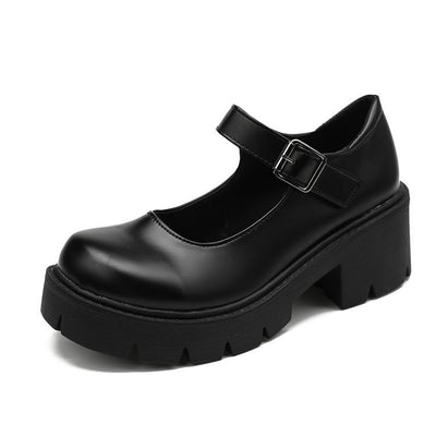 Zapatos Retro de Cuero con Tacón y Suela Gruesa - Estilo Universitario para Mujer - Image 11
