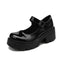 Zapatos Retro de Cuero con Tacón y Suela Gruesa - Estilo Universitario para Mujer