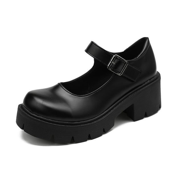 Zapatos Retro de Cuero con Tacón y Suela Gruesa - Estilo Universitario para Mujer - Image 5