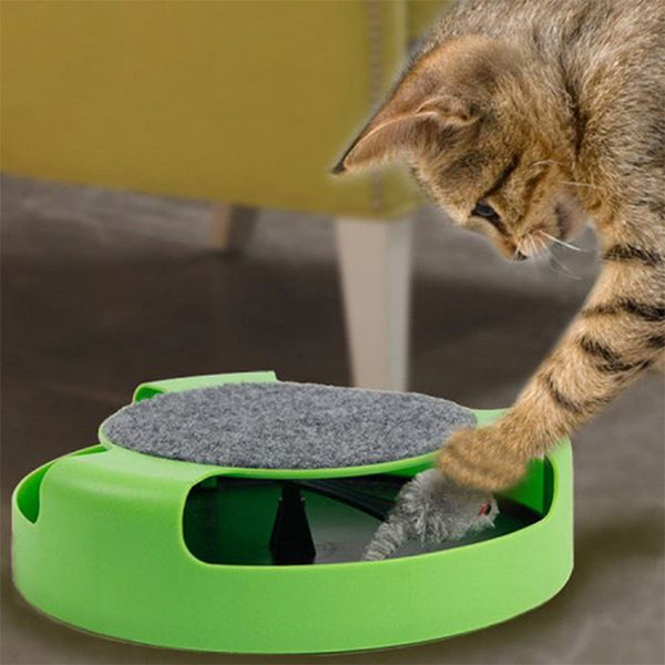 Rascador Interactivo para Gatos con Juguete Ratón - Tabla Rayadora Premium