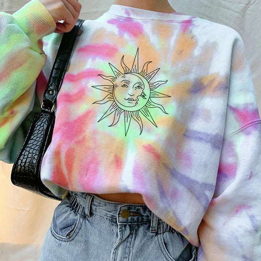 Sudadera Suelta Tie-Dye Cuello Redondo Manga Larga