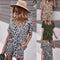 Conjunto Casual Estampado Leopardo con Escote en V para Mujer