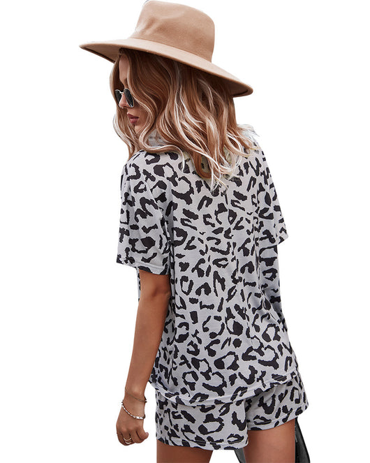 Conjunto Casual Estampado Leopardo con Escote en V para Mujer - Image 8