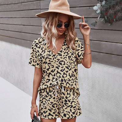 Conjunto Casual Estampado Leopardo con Escote en V para Mujer - Image 13