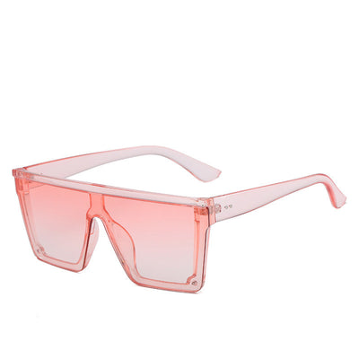 Oversized flat-top sunglasses with a brown tortoise shell frame and brown gradient lenses. - Image 25