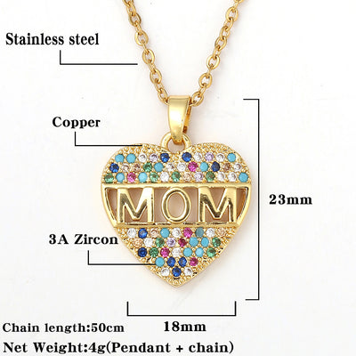 Collar Corazón de Circonita Cúbica Colorido para Mamá - Image 15