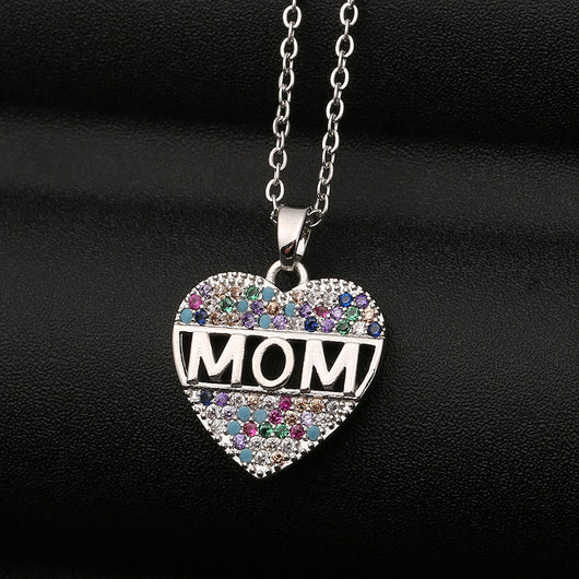 Collar Corazón de Circonita Cúbica Colorido para Mamá - Image 14