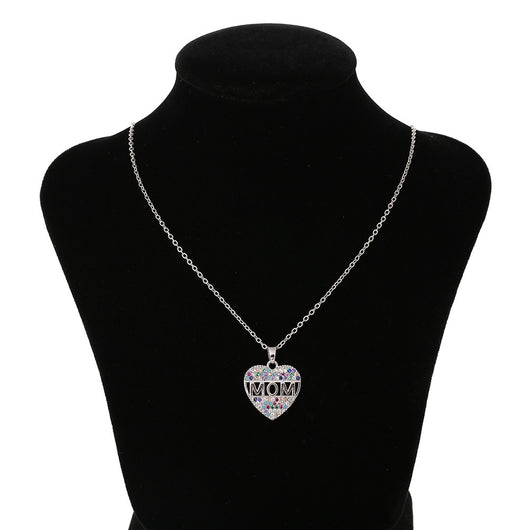 Collar Corazón de Circonita Cúbica Colorido para Mamá - Image 2