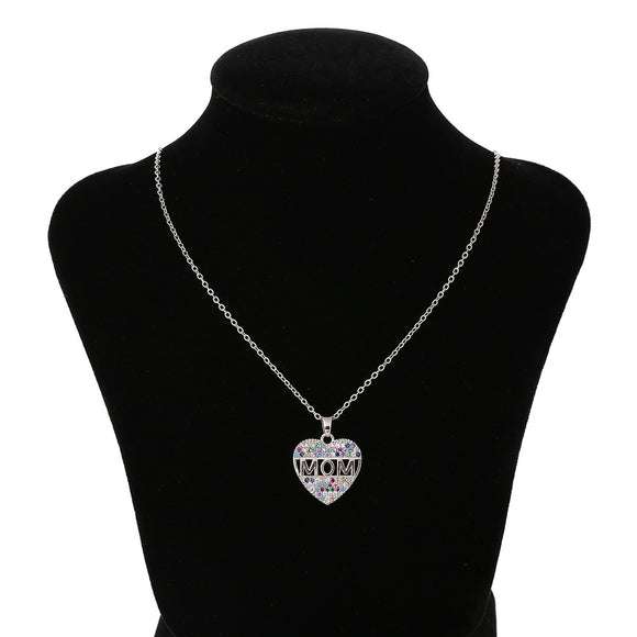 Collar Corazón de Circonita Cúbica Colorido para Mamá