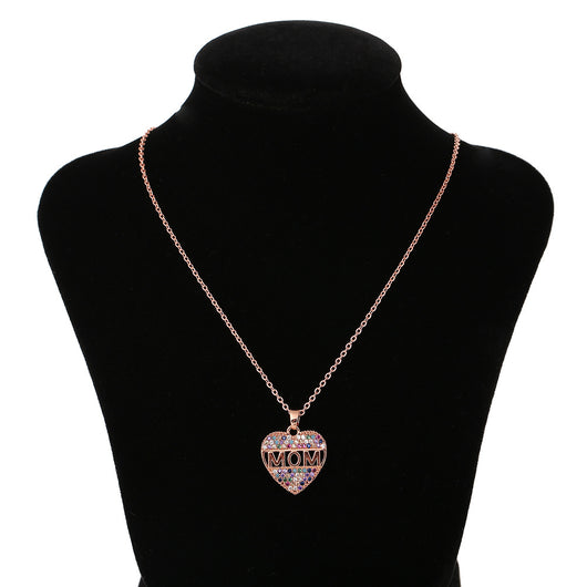 Collar Corazón de Circonita Cúbica Colorido para Mamá - Image 3