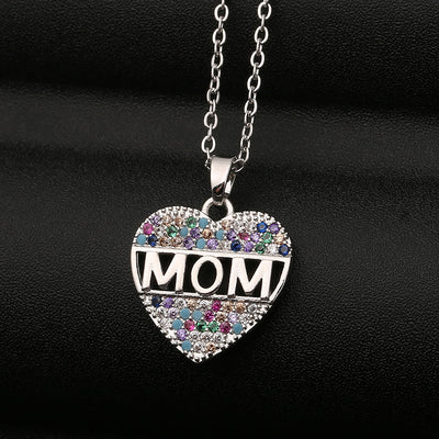 Collar Corazón de Circonita Cúbica Colorido para Mamá - Image 5