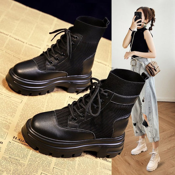 Botas Martin de Estilo Británico con Plataforma Elevada