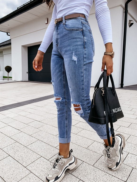 Pantalones Vaqueros Rotos para Mujer - Diseño Slim Moderno