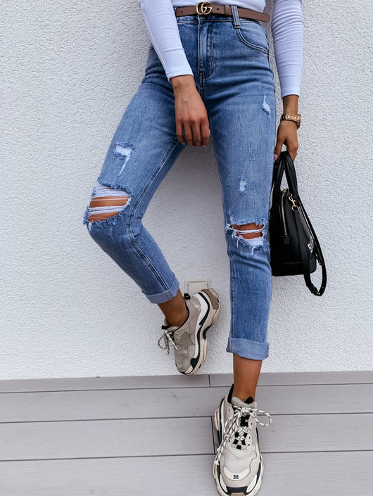 Pantalones Vaqueros Rotos para Mujer - Diseño Slim Moderno