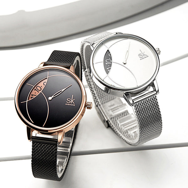 Reloj Elegante para Mujer con Malla Metálica Creativa