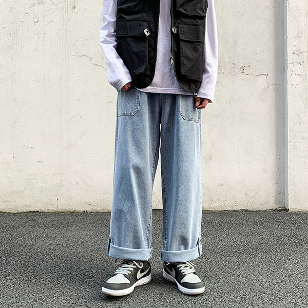 Jeans Casuales Rectos Cropped para Hombre