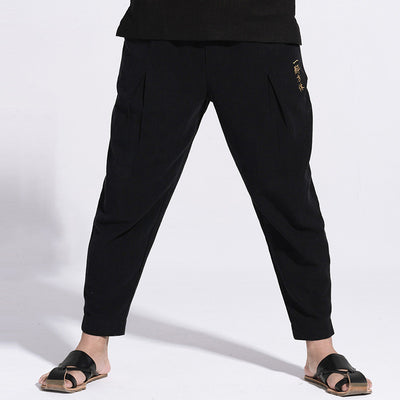 Pantalones de Lino con Bordado - Pantalón Casual Holgado para Hombre - Image 9