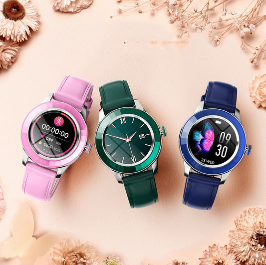 Reloj Inteligente Femenino Redondo con Pantalla Táctil y Resistencia al Agua IP67