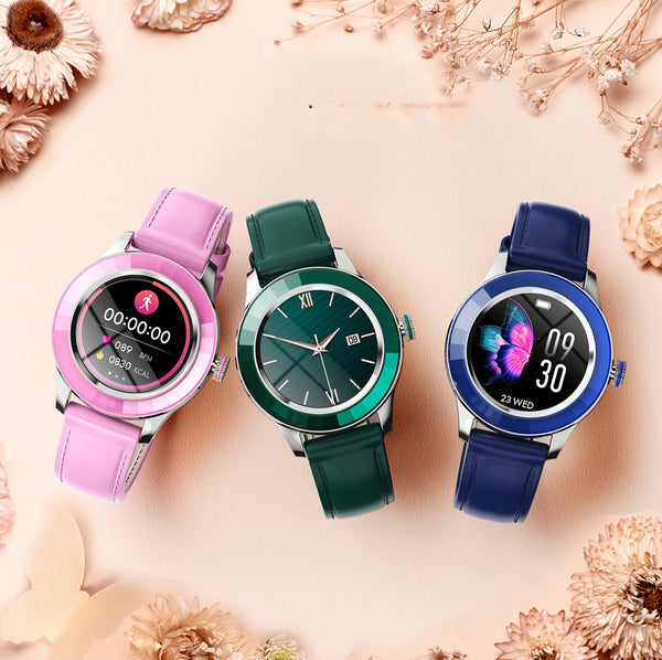 Reloj Inteligente Femenino Redondo con Pantalla Táctil y Resistencia al Agua IP67