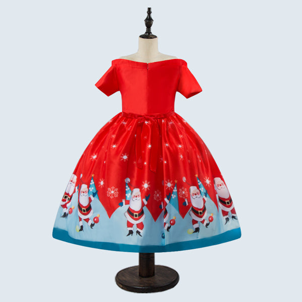 Falda Navideña Infantil Estampado Papá Noel Largo Medio