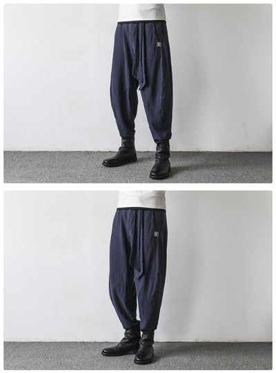 Pantalones Harlan de Algodón y Lino con Bordado y Pierna Ancha para Hombre - Image 6