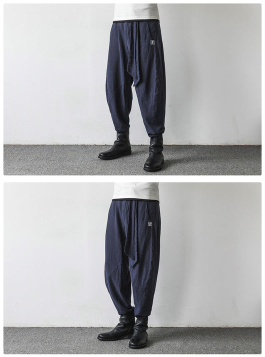 Pantalones Harlan de Algodón y Lino con Bordado y Pierna Ancha para Hombre - Image 6