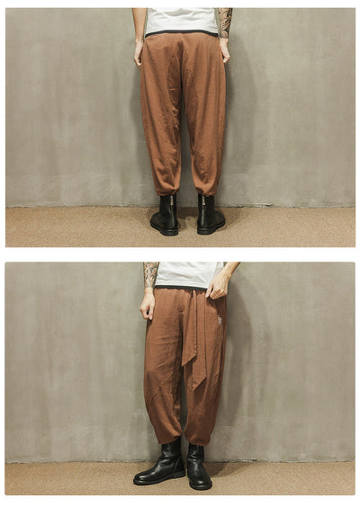 Pantalones Harlan de Algodón y Lino con Bordado y Pierna Ancha para Hombre - Image 7