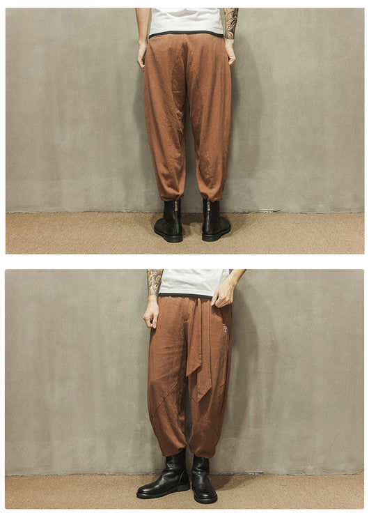 Pantalones Harlan de Algodón y Lino con Bordado y Pierna Ancha para Hombre - Image 7
