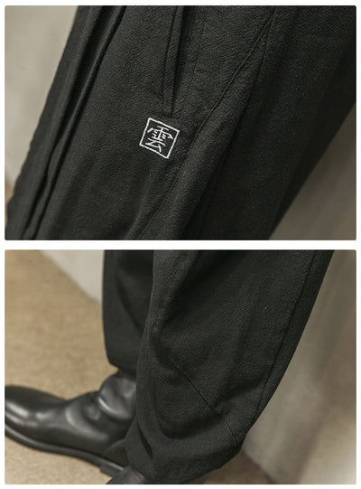 Pantalones Harlan de Algodón y Lino con Bordado y Pierna Ancha para Hombre - Image 8