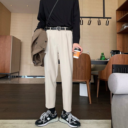 Pantalones de Traje Sueltos Corte Cropped para Hombre - Image 2