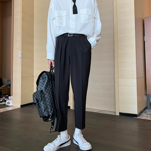 Pantalones de Traje Sueltos Corte Cropped para Hombre