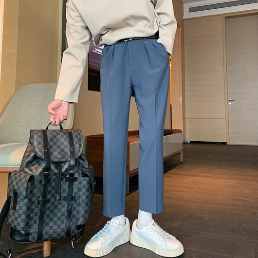 Pantalones de Traje Sueltos Corte Cropped para Hombre - Image 4