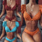 Bikini Dividido con Mangas Abullonadas y Lunares - Escote en V