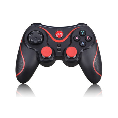 Back view of a black GEN GAME S3 wireless controller with ergonomic grips and red accents, on a white background. - Image 6