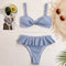 Bikini de Tela Acanalada con Volantes para Mujer
