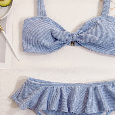 Bikini de Tela Acanalada con Volantes para Mujer - Image 2