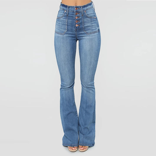 Pantalones Vaqueros Ajustados para Mujer con Bolsillos Parche y Botones - Image 2