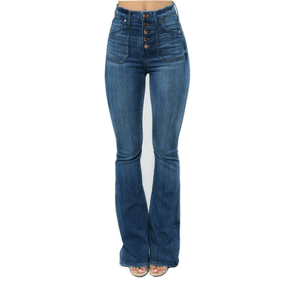 Pantalones Vaqueros Ajustados para Mujer con Bolsillos Parche y Botones - Image 3