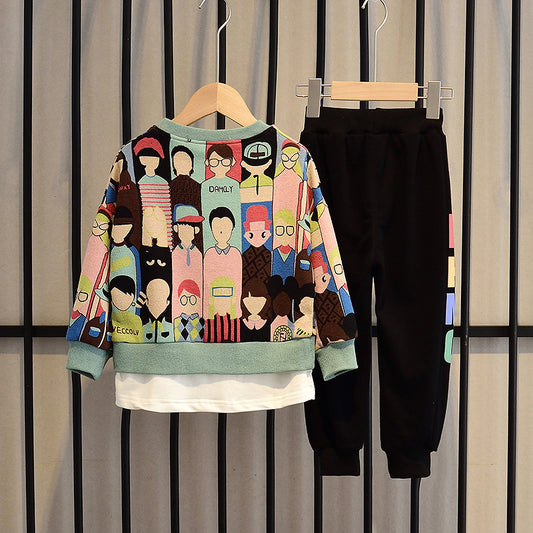 Conjunto Infantil Otoño Niño Estilo Coreano Casual con Diseño Cartoon - Image 2