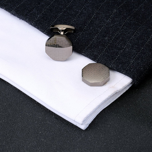 Gemelos Láser Geométricos Negro para Hombre Ejecutivo - Image 5