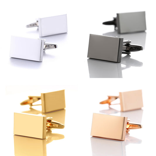 Gemelos Rectangulares de Metal Pulido - Elegancia Profesional
